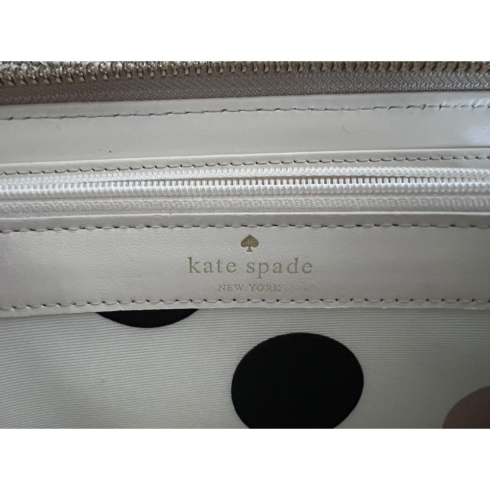 NEW Kate Spade Grove Court Lacey Zippy Zip Around Wallet Bag Ivory Pearl Black 2 - Picture 7 of 12